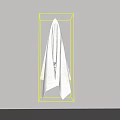 White Towel Hanging with Neat Fold on Gray Wall in Simple Home Decor