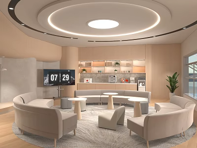Stylish Irregular Shaped Sofa Set For Warm Modern Office Lounge Reception Room Interior Design 3d model