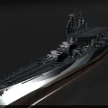 Military Battleship With Upper Deck Turrets Grey Hull And Brown Bottom Design