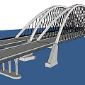 Modern Cable Stayed Arch Bridge Design With White Structure Spanning Over Blue Water 3d model