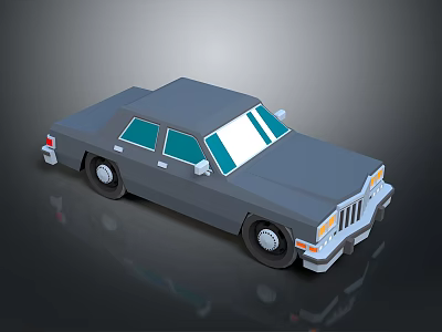 Vintage Gray Classic Sedan With Green Windows White Windshield And Boxy Design 3d model