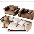 Multi-person sofa double sofa 3d model