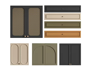 Various Cabinet Doors And Drawer Fronts With Modern Designs And Color Options 3d model