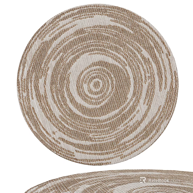 Round Woven Rug with Brown and Beige Swirl Pattern for Modern Home Decor 3d model 