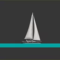 Miniature Sailboat Model Floating On Calm Blue Square Water Display Platform