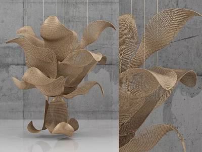 Unique Irregular Pendant Light Woven Leaf Shaped Structure Modern Minimalist Design 3d model