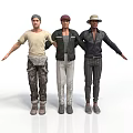 Three Men Standing Together With Different Casual Outfits And Arms Outstretched
