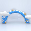 CITY HE CITY Event Gateway Arch With Blue White Cloud And Ball Decorations
