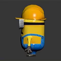 Cute Minion Character with Yellow Helmet Goggles and Blue Overalls as Fictional Creature