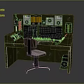 Military Weapon Control Console With Green Metal Body And Tactical Operation Panels