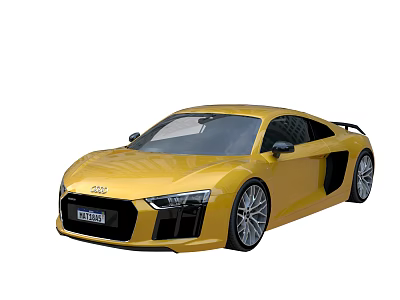 Sleek Yellow Audi Sports Car With Two Door Design And Sporty Alloy Wheels 3d model