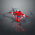 Red Fire Rescue Multi Rotor Drone With Emergency Equipment And Propellers 3d model