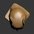 Golden Female Bust Sculpture With Bat Like Ears Helmet On Dark Background