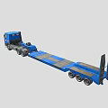 Blue Mercedes Flatbed Utility Truck With Red White Stripes And Dual Rear Wheels