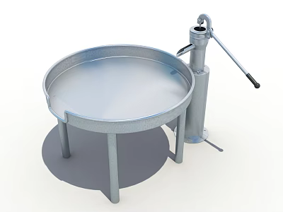 Round Metal Playground Equipment With Manual Crank And Rotating Platform 3d model
