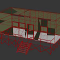 Green Container Building With Windows Door Yellow Railings And Red Stairs