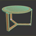 Wooden Round Side Table With Slatted Top And Cross Leg Structure