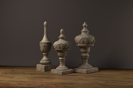 American-style wooden vase 3d model