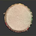 Traditional Handcrafted Drum with Red Body White Drumhead Colorful Trim and Carved Patterns