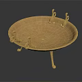 Golden Decorative Tray with Claw Shaped Supports and Ornate Legs for Home Decor