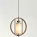 Modern Minimalist Wooden Circular Pendant Light Featuring Cylindrical Lampshade And Warm Glow