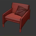 Modern Black Leather Single Sofa With A Pillow And Silver Metal Legs