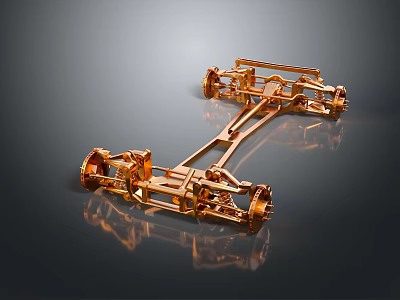 Modern Copper Metal Frame Structure With Wheels For Household Living Supplies 3d model