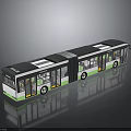 Double Articulated Bus With White Green Exterior Dark Roof And Multiple Windows For Urban Transport
