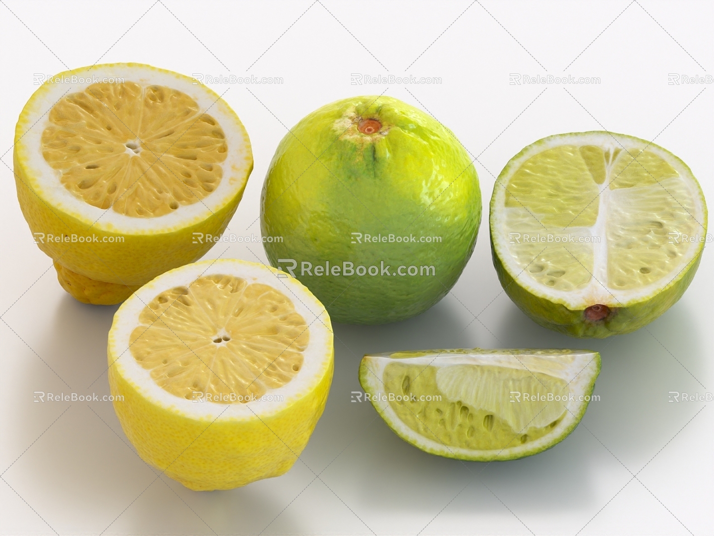 Lemon fruit food 3d model