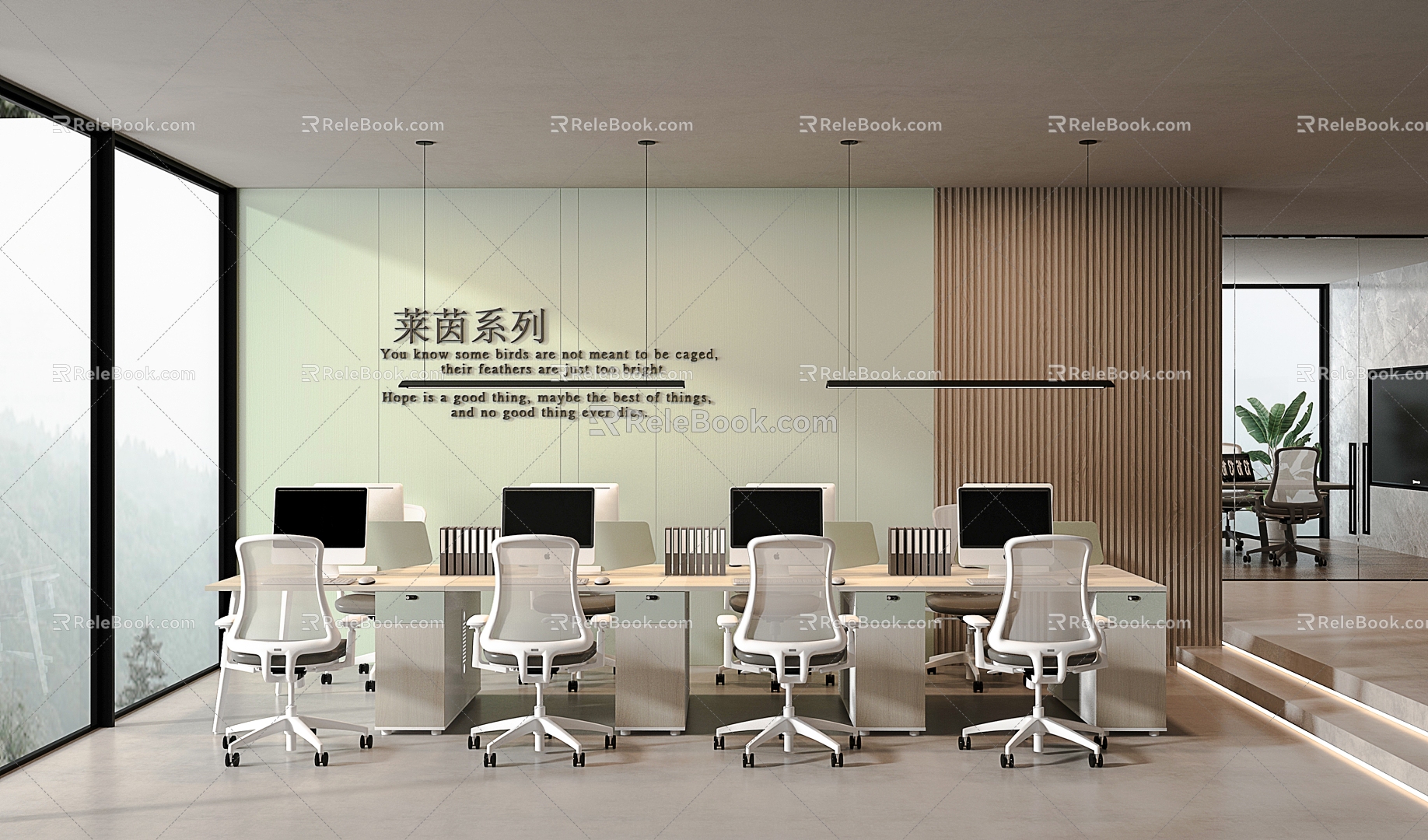 Staff Table Rubber Board Desk Office Space 3d model