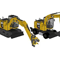 CAT Construction Excavators Tracked And Wheeled Yellow Black Heavy Duty Machines