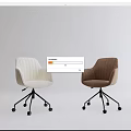 Modern Upholstered Office Chair With Swivel Wheels And Comfortable Seats In Beige Brown Tones