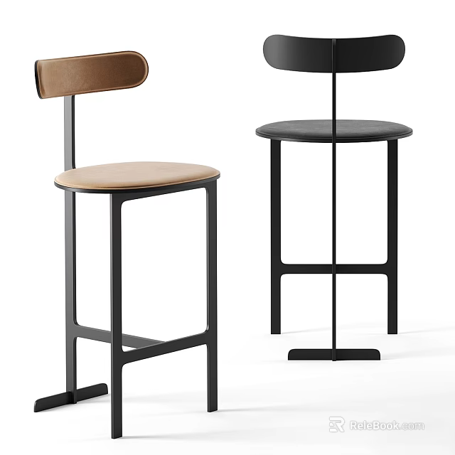 Modern Bar Stools With Minimalist Design And Two Color Schemes 3d model 