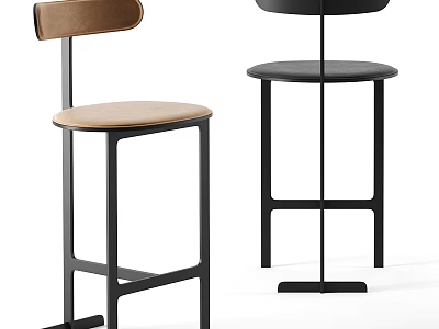 Modern Bar Stools With Minimalist Design And Two Color Schemes 3d model