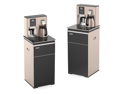 Two BRITA Black And Gold Standing Daily Electrical Appliances With Coffee Maker And Storage Cabinet 3d model