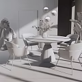 Modern Dining Table and Chair Combination Dining Table and Chair 3d model