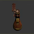 Vintage Red and Gold Pistol Featuring Wooden Grip and Shiny Metal Parts