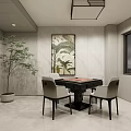 Hotel Mahjong Room Interior Layout With Gaming Tables Chairs And Green Plants