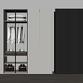 Modern Wardrobe Design Featuring Glass Door Cabinet Hanging Clothes Folded Garments And Shoes