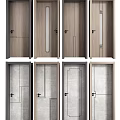Modern Interior Hinged Doors Featuring Wooden Gray Panel And Line Pattern Designs 3d model