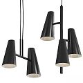 Modern Black Pendant Light with Cone Shades and Multiple Light Fixture Design 3d model