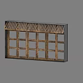 Traditional Wooden Casement Window With Grid Pattern Panes And Decorative Frame Design 3d model