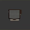 Cartoon Storefront Scene With Gray Roof Brown Awning Red Brick Walls Checkerboard Floor And Windows
