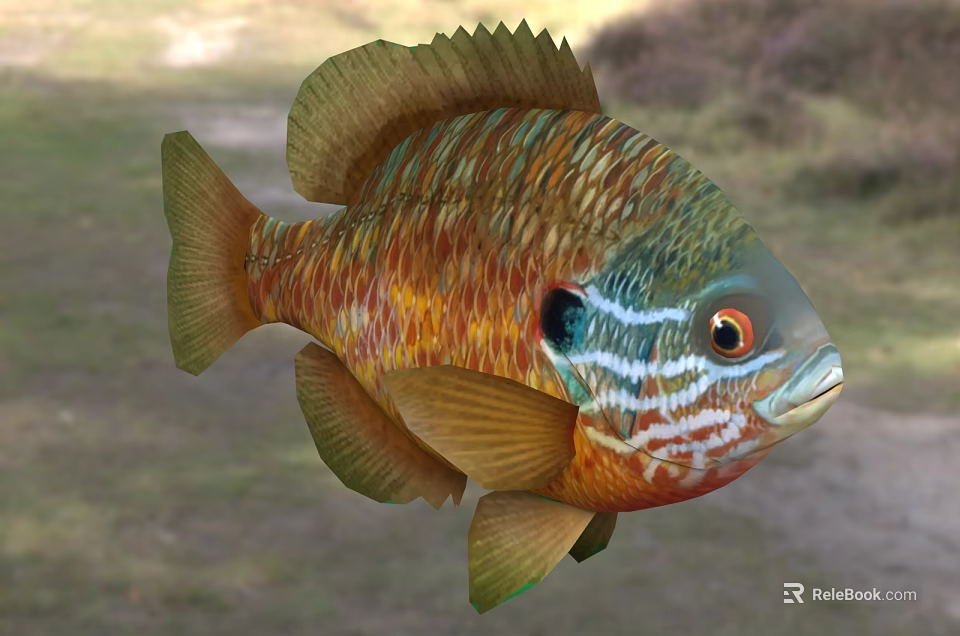 Vibrant Tropical Fish With Colorful Orange Green Blue Scales Large Eyes And Distinctive Fins 3d model 