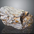 Raw Natural Stone with White Orange Layered Texture and Mineral Specimen Features 3d model