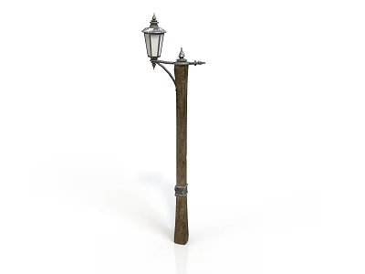 Vintage Outdoor Street Lamp Design with Metal Pole and Decorative Glass Top 3d model