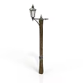 Vintage Outdoor Street Lamp Design with Metal Pole and Decorative Glass Top
