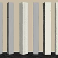 Gray Concrete Columns With Various Textures Arranged In A Row 3d model