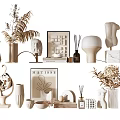 Decorative Ornament Collection Featuring Vases Sculptures Framed Art Dried Plants And Aromatic Diffusers