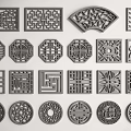 Hollow Window Cement Window Antique Window Hollow Window Fan-shaped Window Pane Flower Window 3d model
